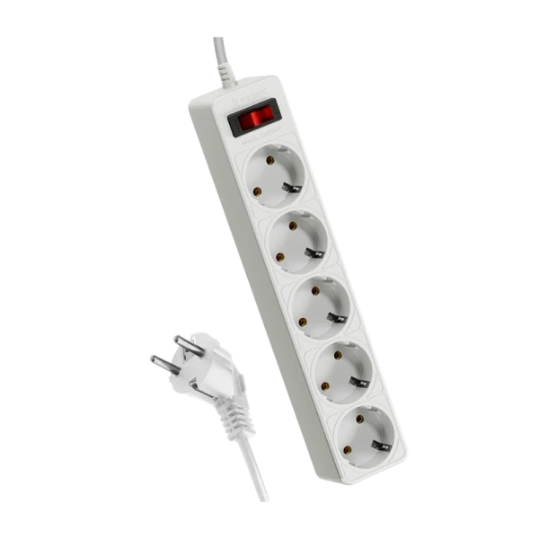 *Сетевой фильтр Космос 5р.С/З 10A 1.8м ПВС 3x0.75мм белый 