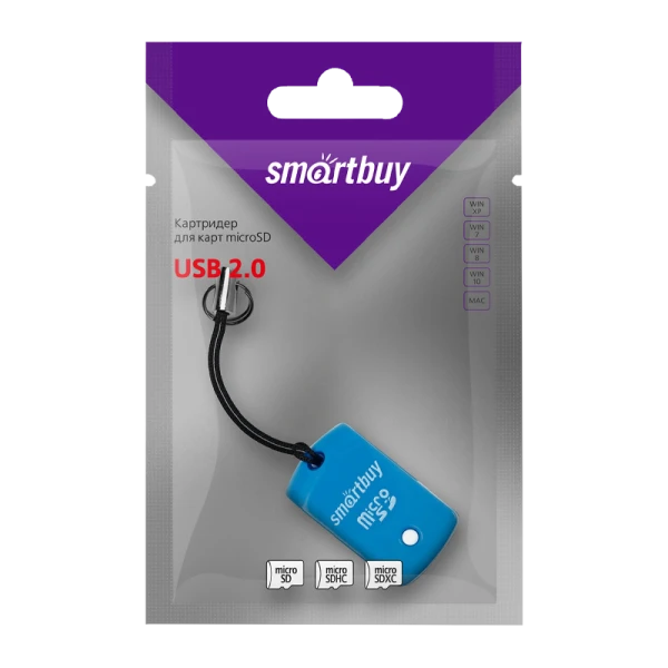 Картридер Smartbuy 706 USB2.0 microSD голубой (1/20)