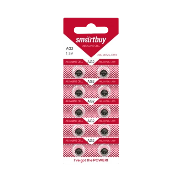 Батарейка Smartbuy G2/LR726/LR59/396A/196 BL10 Alkaline 1.5V (10/200/2000)
