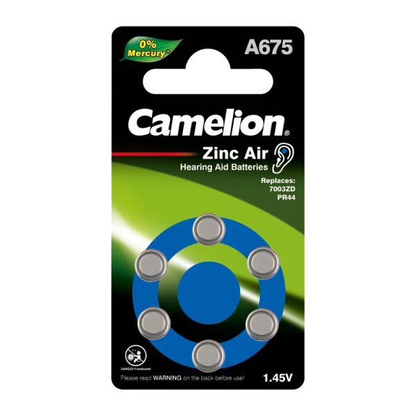 Батарейка Camelion ZA675 BL6 Zinc Air 1.45V 0%Hg (6/60/600/3000)