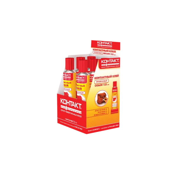 Клей Контакт 125мл универсальный BOX6 шоу-бокс прозрачный (6/72)