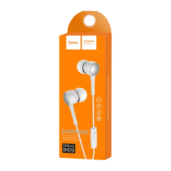 Наушники внутриканальные HOCO M19 с микр. белый (1/30/300)