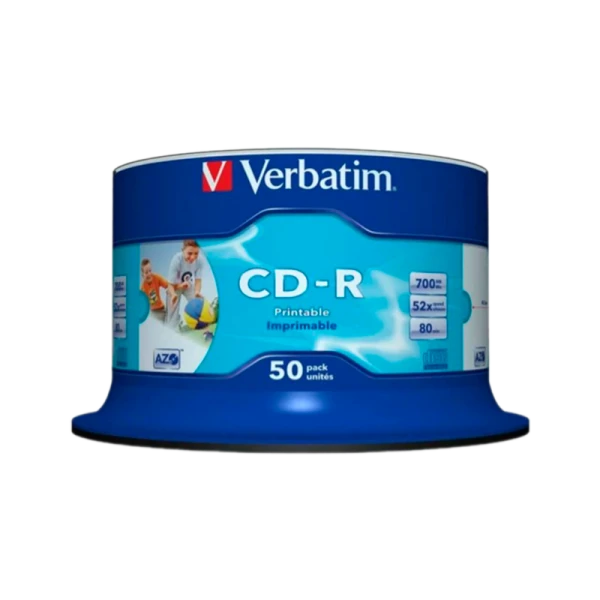 Диск CD-R Verbatim Full Ink Print 52x 80min 50шт. cake box (50/200)