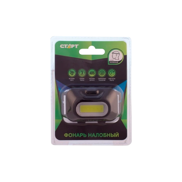 Фонарь налобный Старт LOE 205-C1 3W COB от батареек IP44 черный