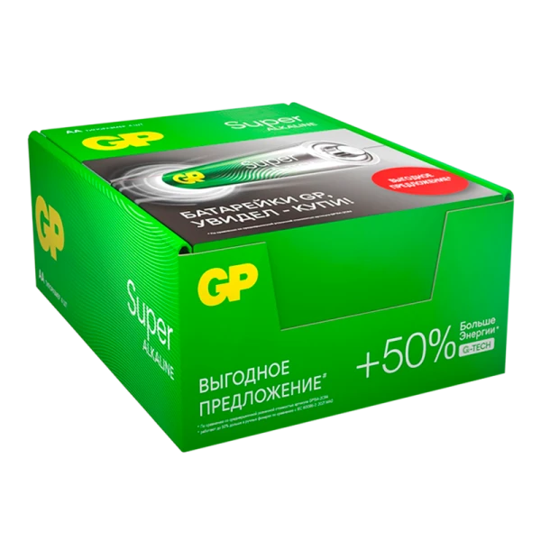 Батарейка GP Super G-Tech LR6 AA Shrink 4 Alkaline 1.5V (4/96/384) R