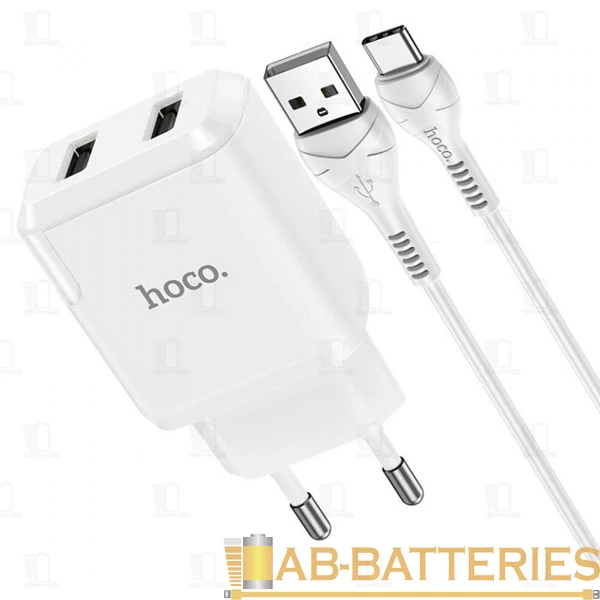 Сетевое З/У HOCO N7 2USB 2.1A с кабелем Type-C белый (1/12/120)