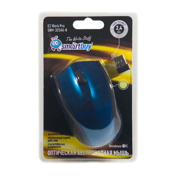 Мышь беспроводная Smartbuy 325AG классическая USB синий (1/40)