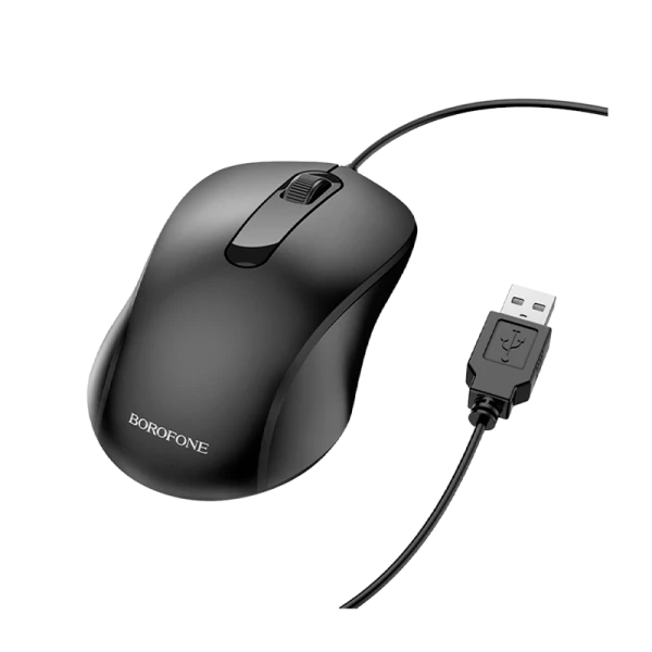 Мышь проводная Borofone BG4 классическая USB черный (1/22/88)