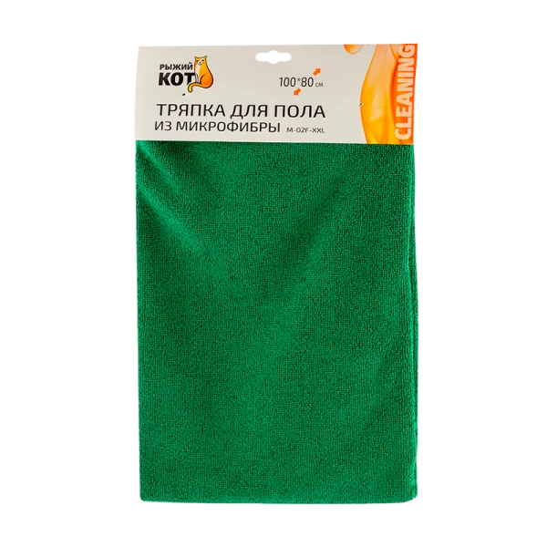 Тряпка для пола Рыжий кот M-02F-XXL 80х100см микрофибра зеленый (1/10/40)