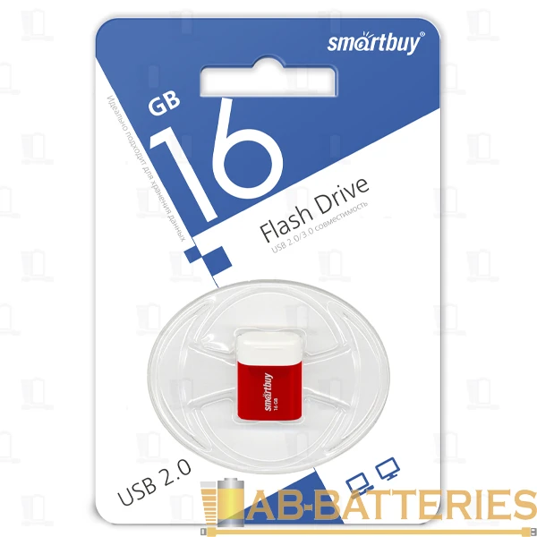 Флеш-накопитель Smartbuy Lara 16GB USB2.0 пластик красный