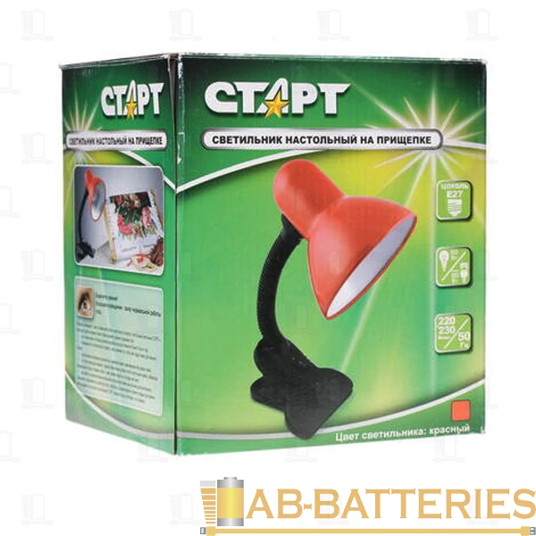 Светильник настольный Старт CT03 60W 220V E27 прищепка красный (1/30)