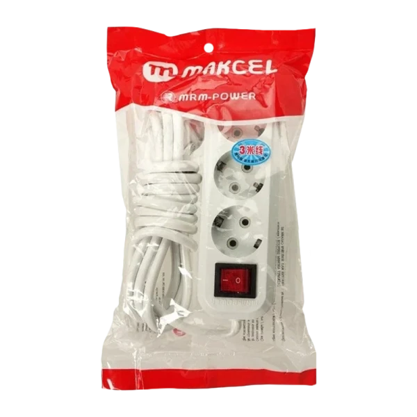 Удлинитель MRM-Power M-318 3р.С/З 10A 5.0м белый (1/36)
