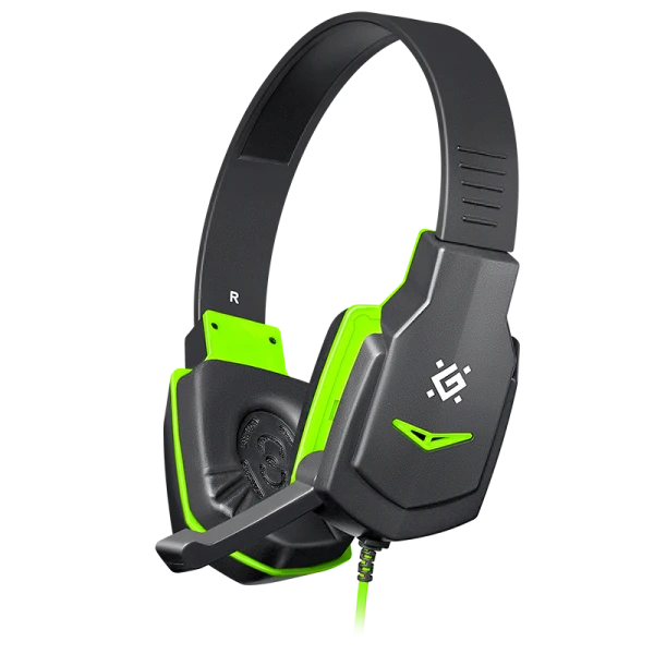 Наушники полноразмерные Defender G-320 Warhead с микр. игровые черный зеленый (1/20)
