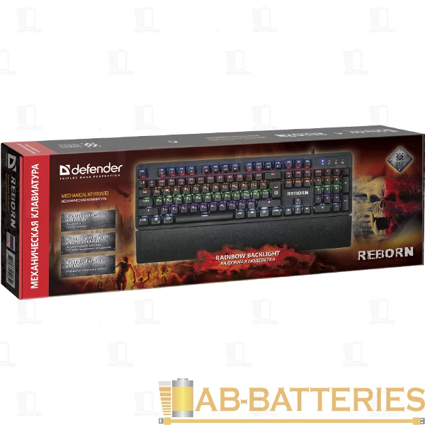 Клавиатура проводная Defender GK-165DL Reborn игровая USB черный (1/20)