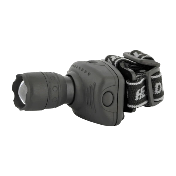 Фонарь налобный Ultraflash LED5354 1W 1LED от батареек ZOOM черный (1/10/100)