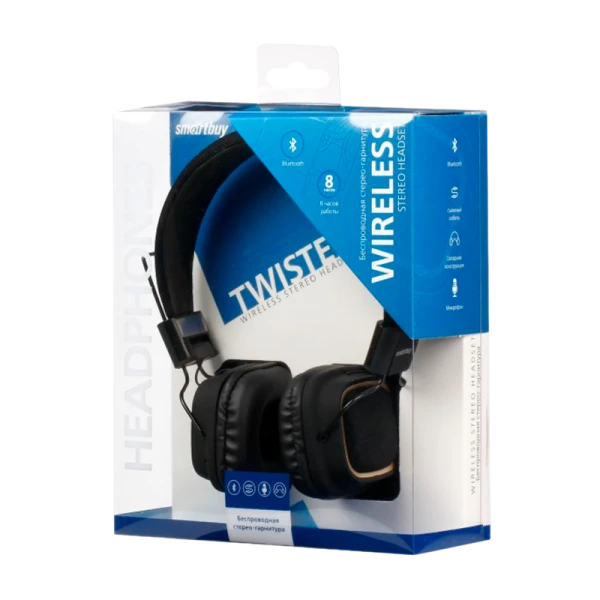 Наушники полноразмерные Smartbuy TWISTER bluetooth 5.0 с микр. 2 сложения черный (1/20)