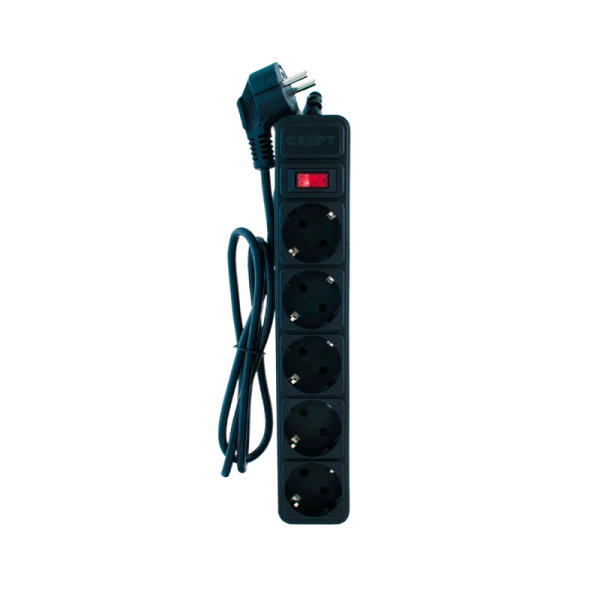 Сетевой фильтр Старт SP 5р.С/З 10A с выкл. 1.5м ПВС 3x0.75мм² черный (1/20)