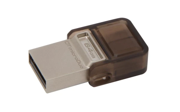 Флеш-накопитель Kingston DataTraveler microDuo 8GB USB2.0 microUSB (m) металл коричневый