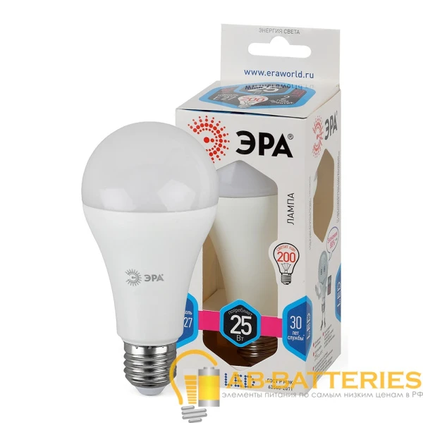 Лампа светодиодная ЭРА A65 E27 25W 6000К 170-265V груша