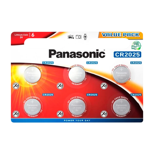 Батарейка Panasonic Power Cells CR2025 BL6 Lithium 3V (6/120/480)