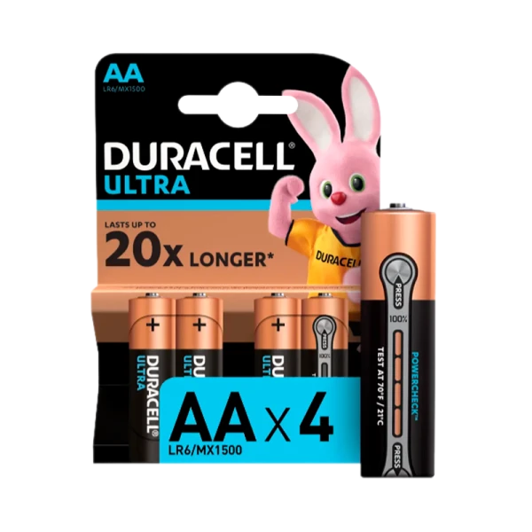 Батарейка Duracell ULTRA POWER LR6 AA BL4 Alkaline 1.5V (4/80/33440)