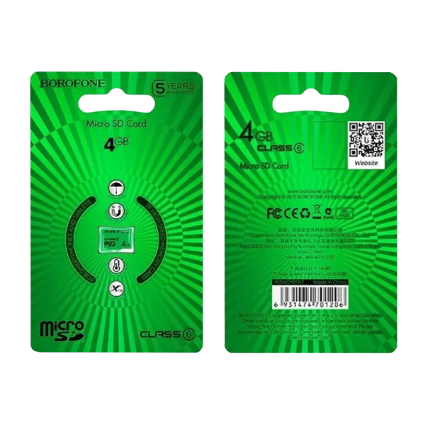 Карта памяти microSD Borofone 4GB Class6 40 МБ/сек (1/100)
