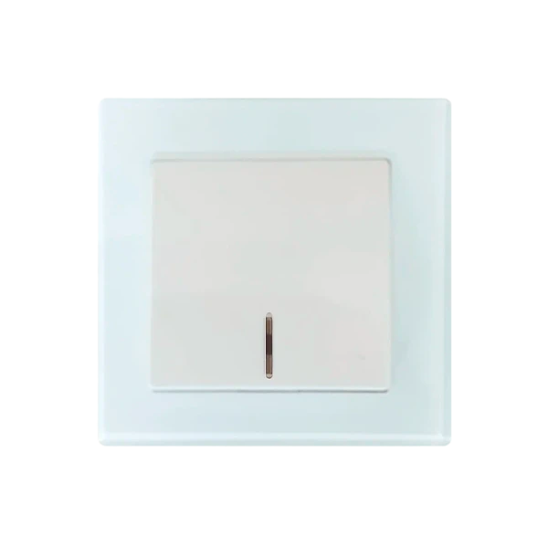 Выключатель Прогресс Glass 1-клав.10A ABS + Керамика с индикатором белый (1/10/100)