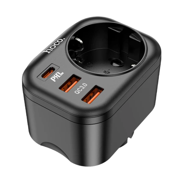 Разветвитель HOCO NS3 1р.С/З 16A 3USB черный (1/84)