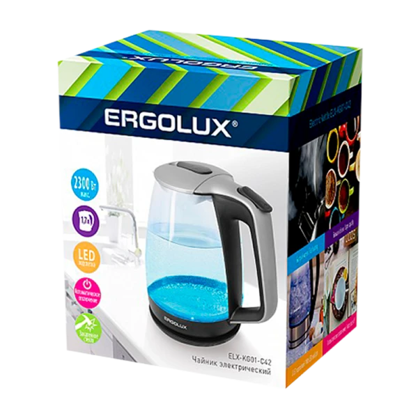Электрочайник Ergolux ELX-KG01-C42 2300W 1.7л черный (1/6)