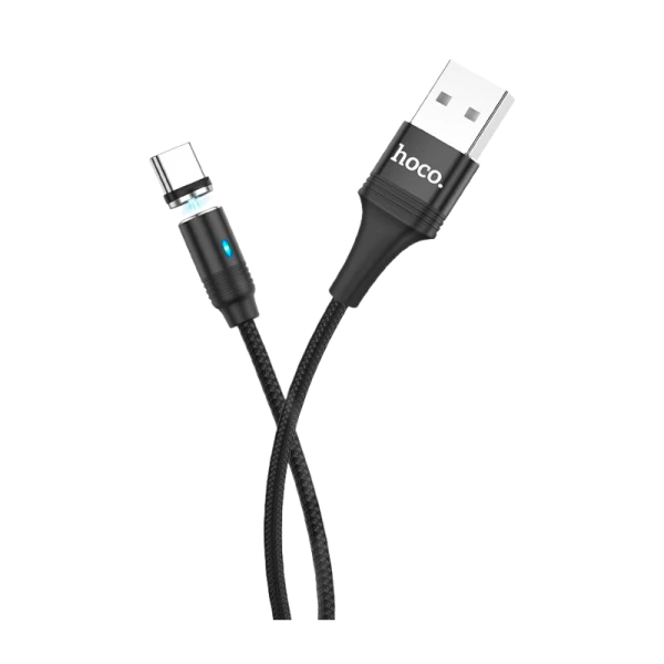 Кабель HOCO U76 USB (m)-Type-C (m) 1.2м 3.0A нейлон магнит черный (1/22/220)