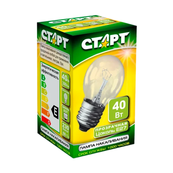 Лампа накаливания Старт E27 40W 230V шар ДШ матовая (1/10/100)