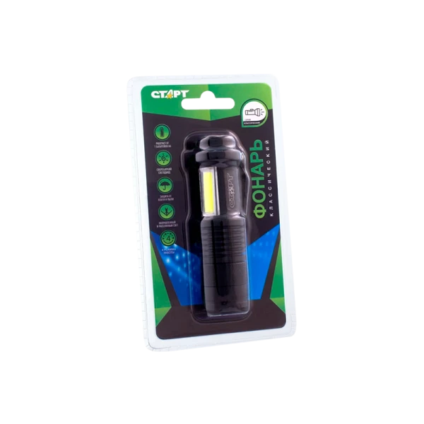 Фонарь туристический Старт LHE 206–C1 8W от батареек черный (1/50/200)