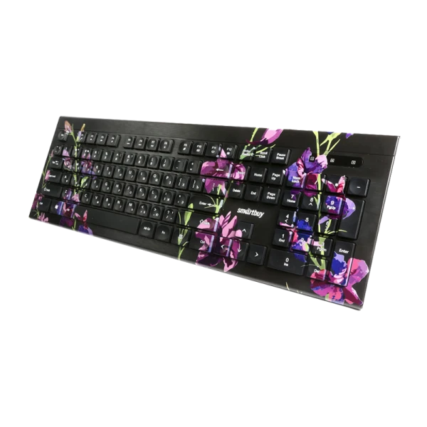 Клавиатура проводная Smartbuy 223 Flowers классическая USB 1.5м мультимед. черный (1/20)