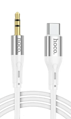 Кабель AUX HOCO UPA22 Jack 3.5mm (m)-Type-C (m) 1.0м силикон белый (1/31/310)