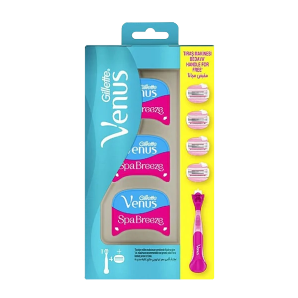 Бритва Gillette VENUS Breeze 3 лезвия 4 кассеты прорезиненная ручка плавающая головка