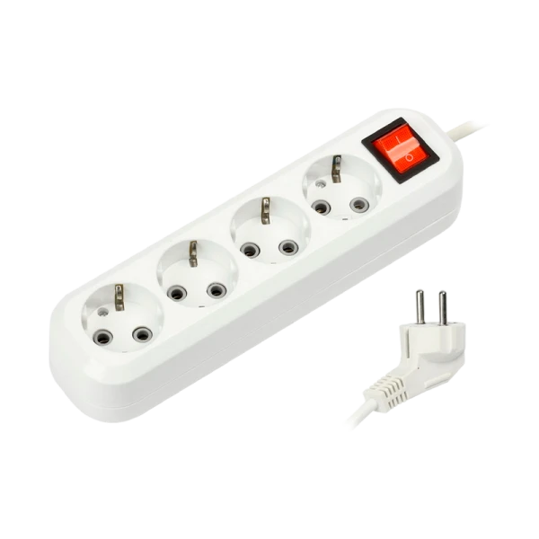 Удлинитель Smartbuy 4р.С/З 16A 3.0м с выкл. ПВС 3x1мм² белый (1/35)