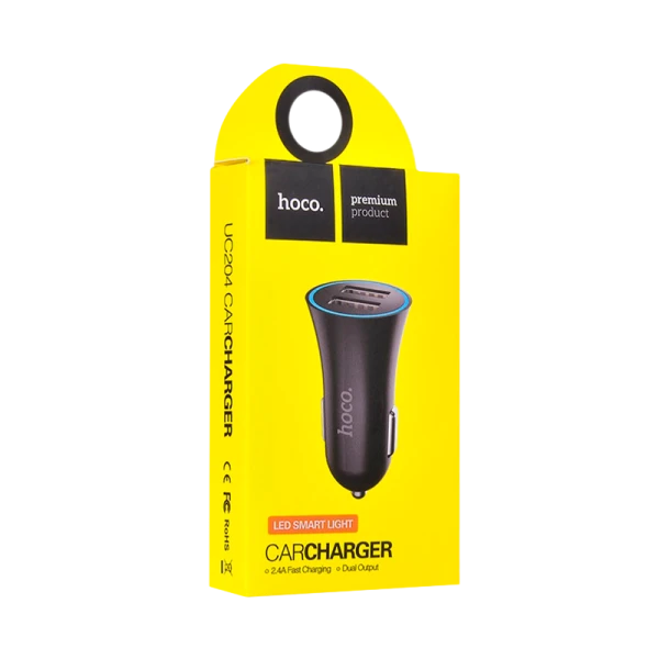 Автомобильное З/У HOCO UC204 2USB 2.4A черный (1/160)
