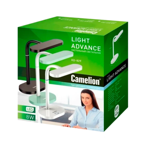 Светильник настольный Camelion KD-829 8W 230V IP20 на основании сенс. рег.ярк./цвета черный (1/6)