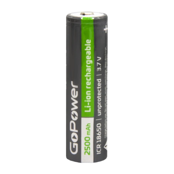 Аккумулятор Li-ion GoPower ICR18650 BL1 3.7V 2500mAh без защиты выс.конт. (1/6/120)