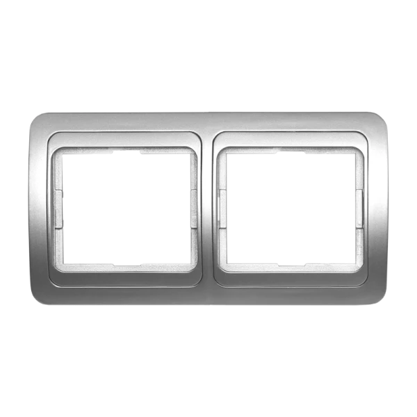 Рамка Smartbuy 2-местная горизонтальная серебро "Марс"