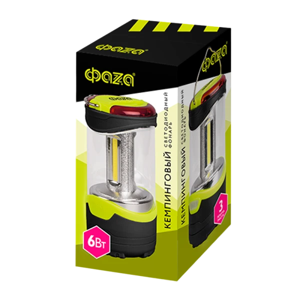 Фонарь туристический Фаzа CF2-L6W 6W 3LED от аккумулятора 3 режима зеленый (1/12/24)
