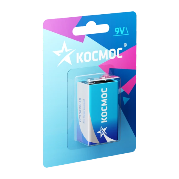 *Батарейка Космос Крона 6F22 BL1 Zinc Carbon 9V (1/10/100) 