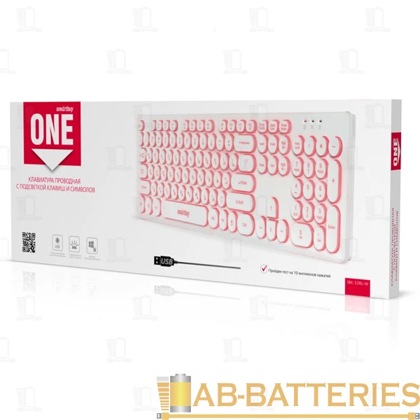 Клавиатура проводная Smartbuy 328 ONE классическая USB 1.5м мультимед. белый (1/20)