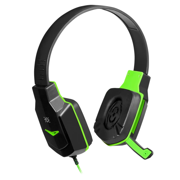 Наушники полноразмерные Defender G-320 Warhead с микр. игровые черный зеленый (1/20)