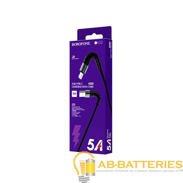 Кабель Borofone BX32 USB (m)-Type-C (m) 1.0м 2.4A нейлон черный (1/360)
