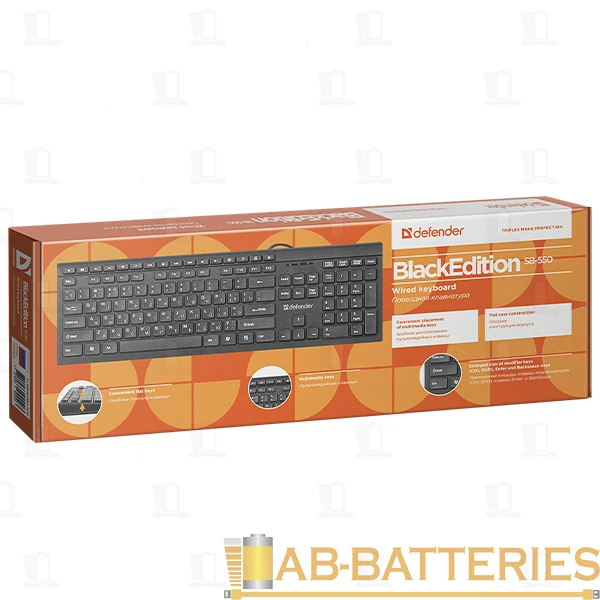 Клавиатура проводная Defender SB-550 BlackEdition классическая USB 1.5м черный (1/20)