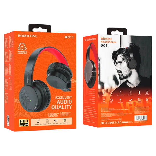 Наушники полноразмерные Borofone BO11 bluetooth 5.0 с микр. черный (1/24)
