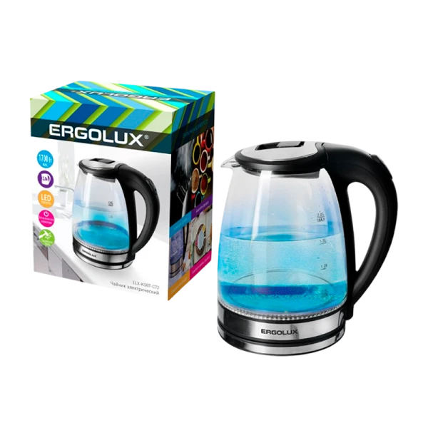 Электрочайник Ergolux ELX-KP02-C32 1500-2300W 1.8л черный