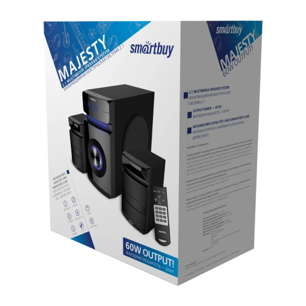 Колонки 2.1 Smartbuy MAJESTY 60W bluetooth 5.0 FM/SD Jack 3.5mm черный
