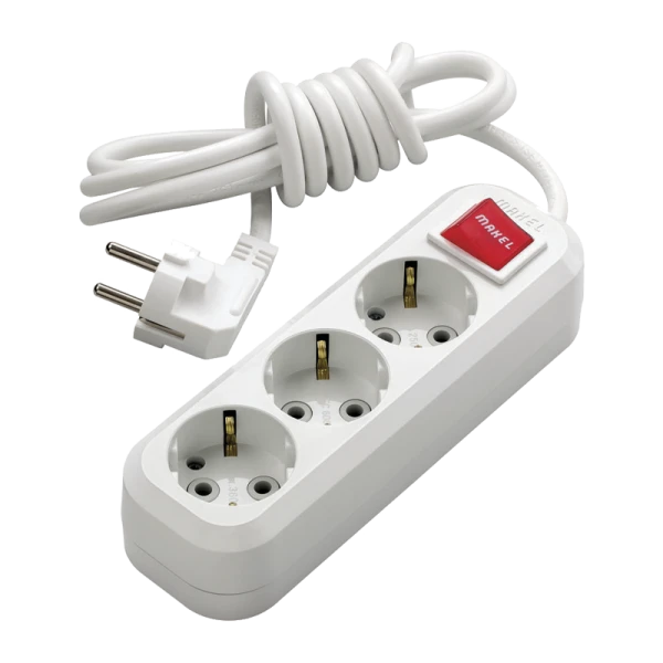 Удлинитель Makel 3р.С/З 3.0м с выкл. белый MGP213 (1/12)